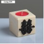 Свеча в деревянном подсвечнике "Куб, Иероглифы. Счастье", 6х6х6 см, аромат вишни