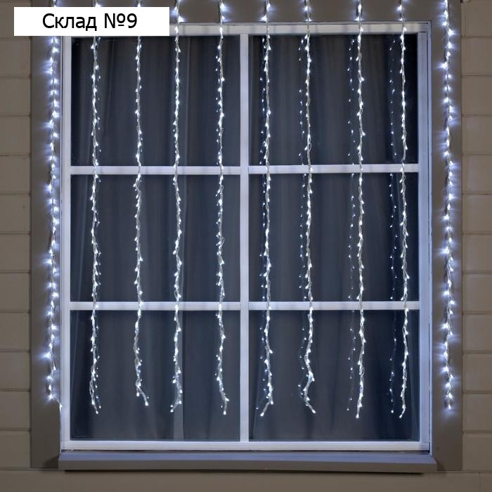 Гирлянда «Водопад» 2 × 1.5 м, IP44, УМС, белая нить, 400 LED, свечение белое, 8 режимов, 220 В