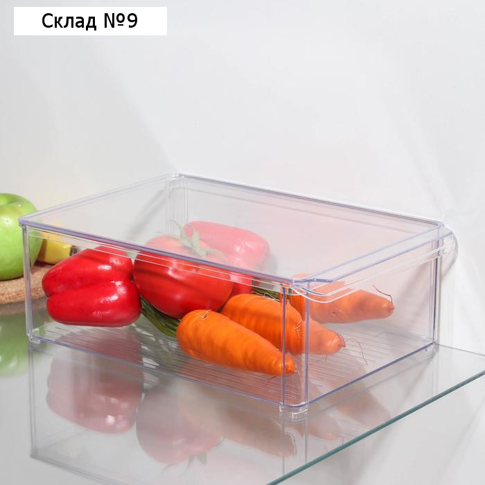 Контейнер для холодильника с крышкой IDEA, 20×30×10 см, пластик, прозрачный