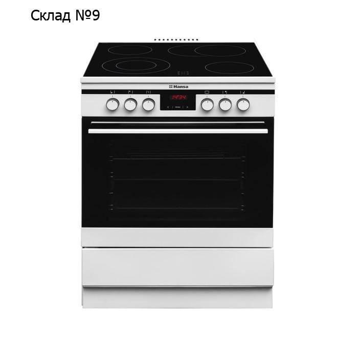 Плита Hansa FCCW68225, электрическая, 4 конфорки, 65 л, стеклокерамика, белая