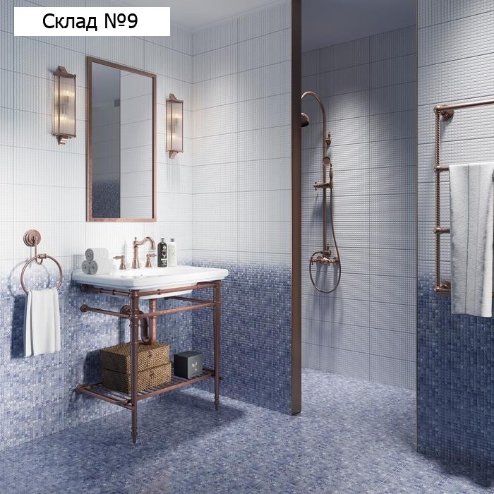Плитка настенная Hammam голубой рельеф 200x440 (в упаковке 1,05 кв.м)