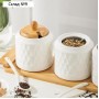 Набор банок фарфоровых для сыпучих продуктов на бамбуковой подставке BellaTenero «Тюльпан», 7 предметов: 3 банки 300 мл, 3 ложки, подставка, цвет белый