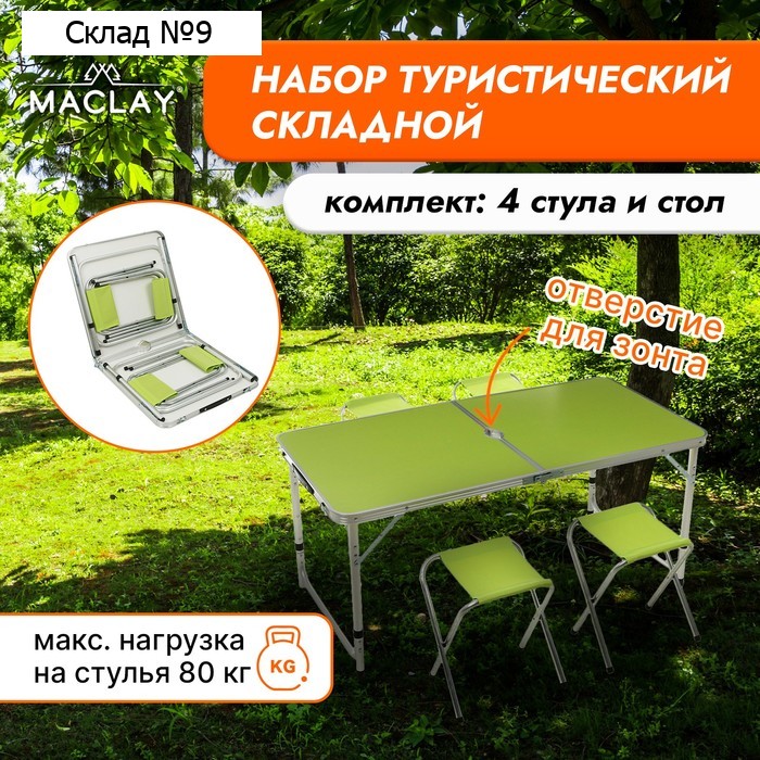 Набор мебели maclay: стол, 4 стула, цвет салатовый