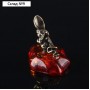 Сувенир "Мышка с ложкой", латунь, янтарная смола, 1,5х0,7х2,2 см