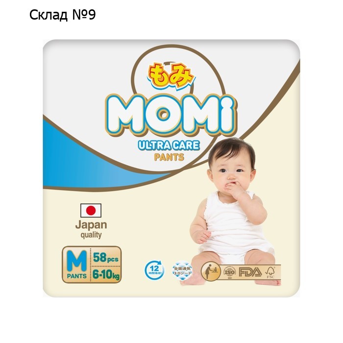 Подгузники-трусики MOMI Ultra Care, M (6-10 кг), 58 шт