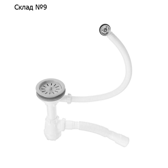 Сифон для мойки Aquant, 3 1/2" х 40 мм, круглый перелив, с гофрой 40х40/50 мм