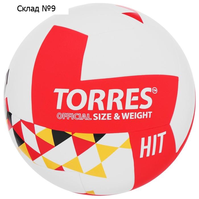 Мяч волейбольный TORRES Hit, V32355, р. 5, ПУ, бутиловая камера, клееный