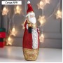 Сувенир полистоун "Дед Мороз в красной шубе с золотом, с фонарём и конфетой" 28,5х8х8,5 см