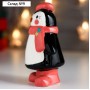 Сувенир керамика "Пингвинчик в розовом берете и шарфе, с зимней веточкой" 13,6х6,8х8,1 см