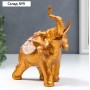 Сувенир полистоун "Африканский слон с цветком на попоне" под бронзу 17х8,5х17 см