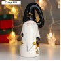 Сувенир керамика "Дед Мороз, белый кафтан, чёрный колпак, золотая звёзда" 18,5х5,5х7,5 см