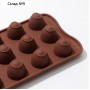 Форма для конфет и шоколада Доляна «Рондо», силикон, 21×10,5×3 см, 15 ячеек, цвет коричневый