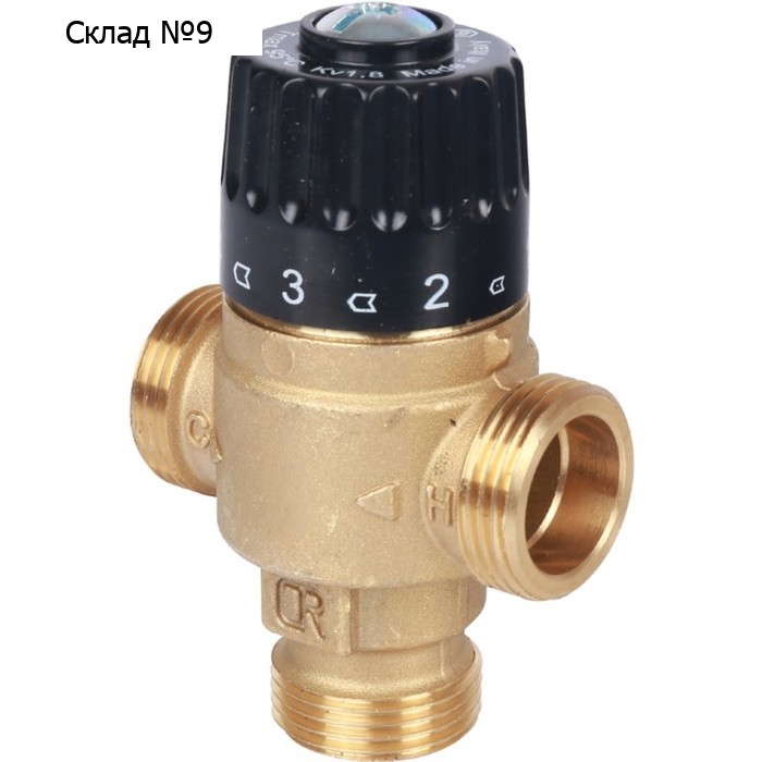 Клапан смесительный STOUT SVM-0125-186520, 3/4", наружная резьба, 30-65°С, KV 1,8