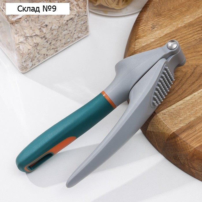 Пресс для чеснока Magistro Coral, 20,2×4,2×6,5 см, цвет зелёный, серый