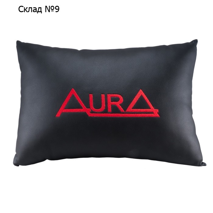 Подушка Aura XPA-20BL с логотипом, 37х25х13см, экокожа черный, 1 шт.