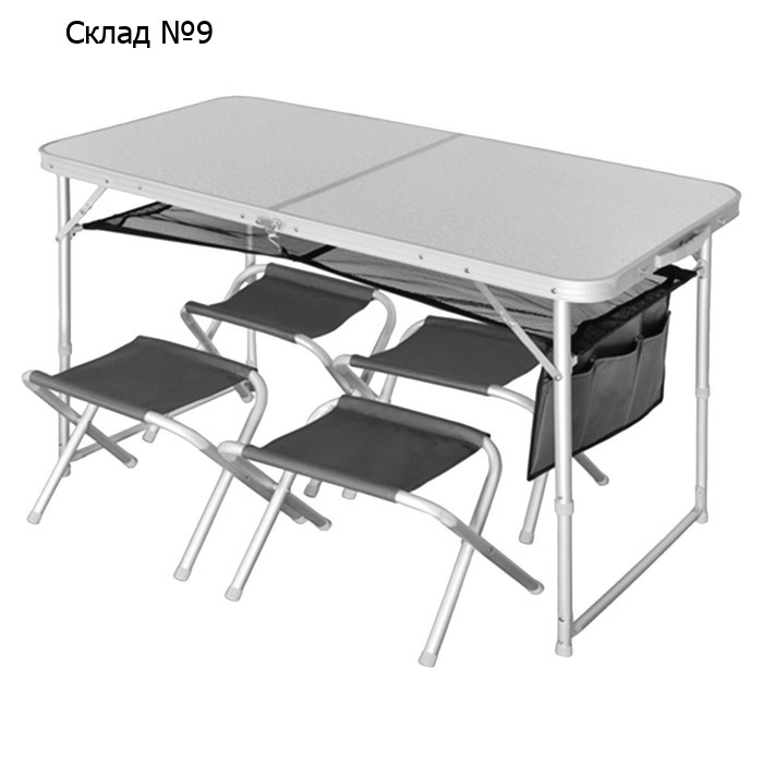 Стол складной Norfin RUNN NF алюминиевый 120x60 +4 стула набор