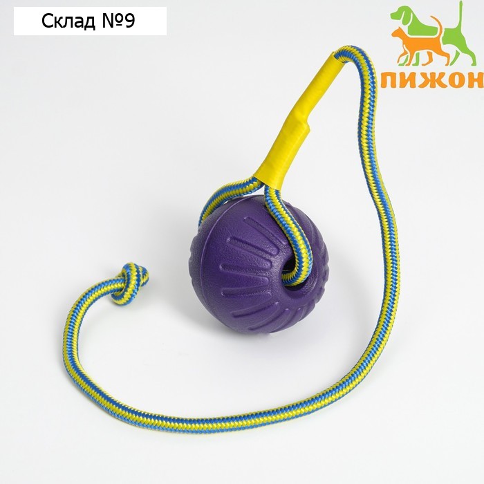 Мяч из EVA на верёвке, для дрессировки, 7 см, фиолетовый