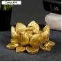 Фигура "Змея в лотосе" состаренное золото, 12х12х4см