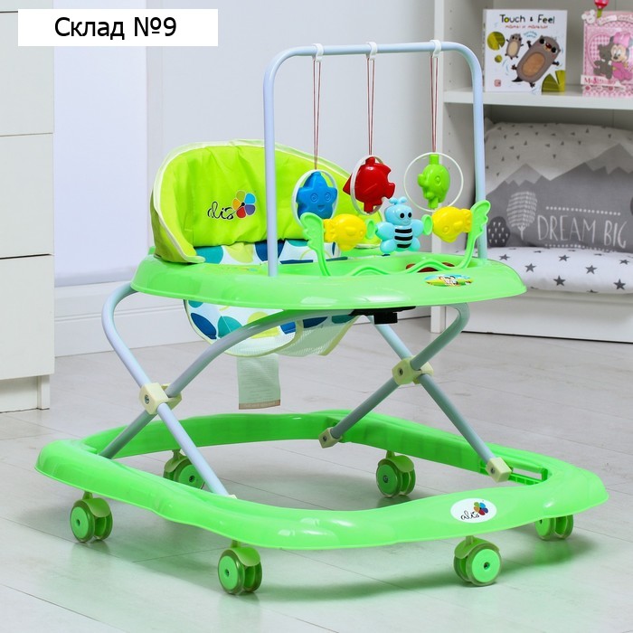 Ходунки «BUGGY C», зеленый, 6 силик. колес, муз., свет
