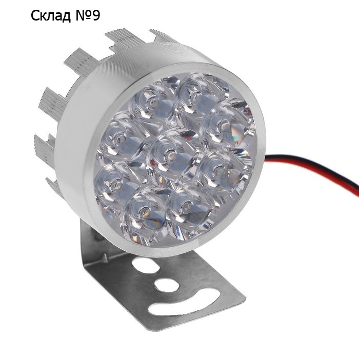 Фара cветодиодная для мото, 9 LED, IP65, 4.5 Вт, направленный свет