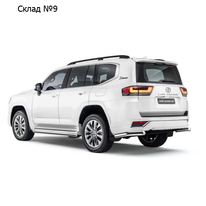 Защита заднего бампера d76 уголки Rival, Toyota Land Cruiser 300 (70 Anniversary) 2021-н.в., нерж. сталь, 2 части, R.5727.005
