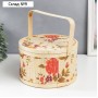 Шкатулка бамбук "Сад с пионами" круглая, с ручками 16х26х26 см