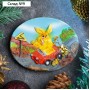 Магнит "Заяц на машине" 9см МИКС