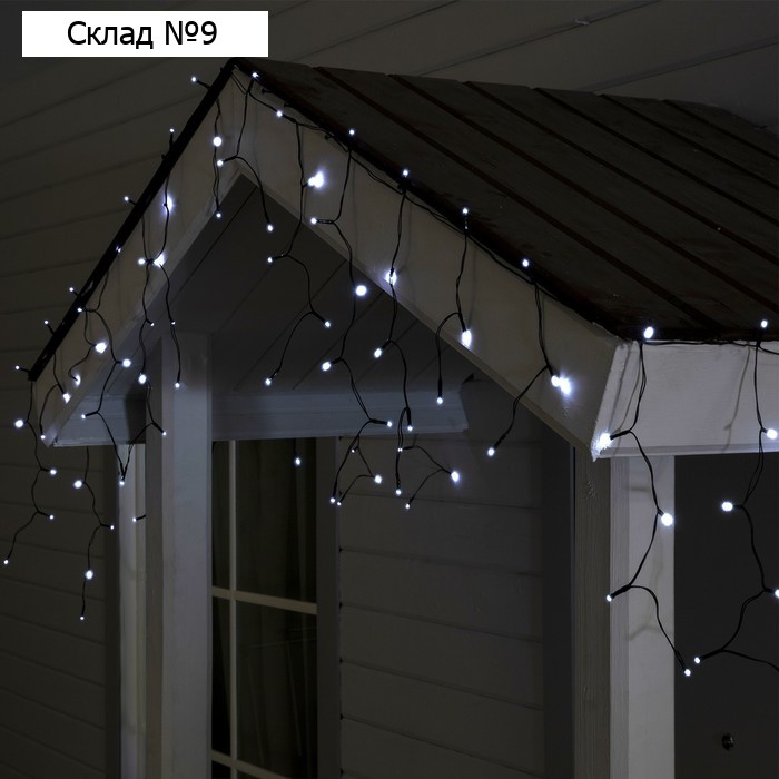 Гирлянда «ЭРА» «Бахрома» 3.8 × 0.5 м, IP44, тёмная нить, 110 LED, свечение белое, 2 режима, солнечная батарея
