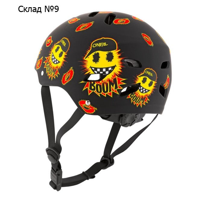 Шлем велосипедный открытый O'NEAL DIRT LID YOUTH EMOJI, детский, матовый, размер L, чёрный, жёлтый