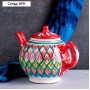 Чайник Риштанская Керамика "Узоры", 800 мл, красный
