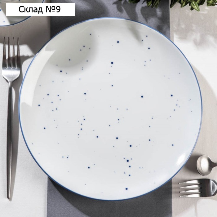 Тарелка фарфоровая плоская DOTS nube, d=26 см, цвет белый