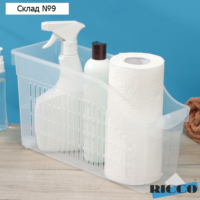 Контейнер для хранения на колёсиках, 6 л, 35.5×13×20 см, с ручкой, пластик, прозрачный