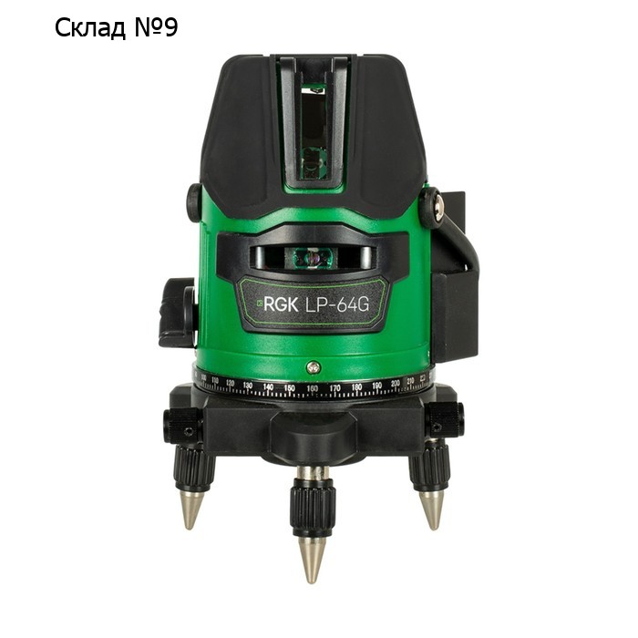 Нивелир лазерный RGK LP-64G, 30 м, 5 лучей, 635 Hm, 5/8", 2 класс