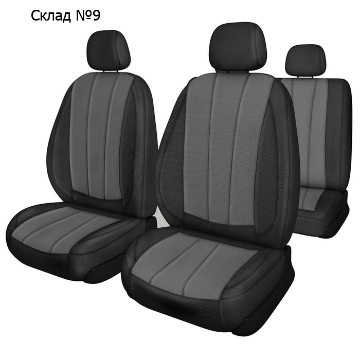 Чехлы сиденья TOYOTA Camry, 2001-2006, седан(XV30), жаккард, 15предм., SKYWAY Черный/серый