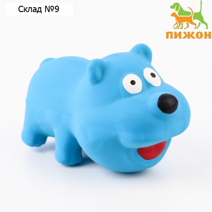 Игрушка пищащая для собак из латекса "Пес", 9 см, голубая