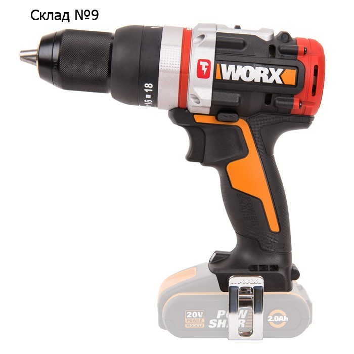 Дрель-шуруповерт ударная аккумуляторная WORX WX354.9, 20 В, 60 Нм, без ЗУ и АКБ