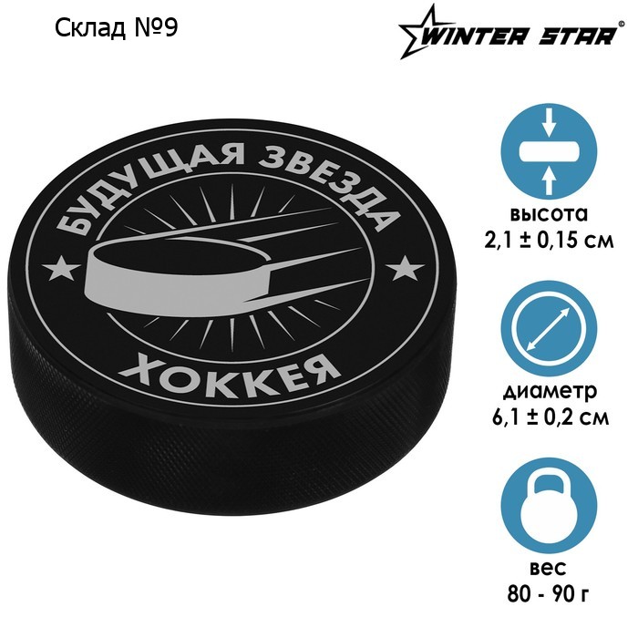 Шайба хоккейная Winter Star «Будущая звезда», детская, d=6 см