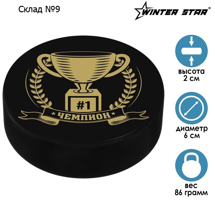 Шайба хоккейная Winter Star «Чемпион», детская, d=6 см