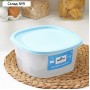 Контейнер пищевой RICCO, 2.65 л, 21.5×21.5×10 см, прозрачный с голубой крышкой