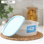 Контейнер пищевой RICCO, 2.65 л, 21.5×21.5×10 см, прозрачный с голубой крышкой