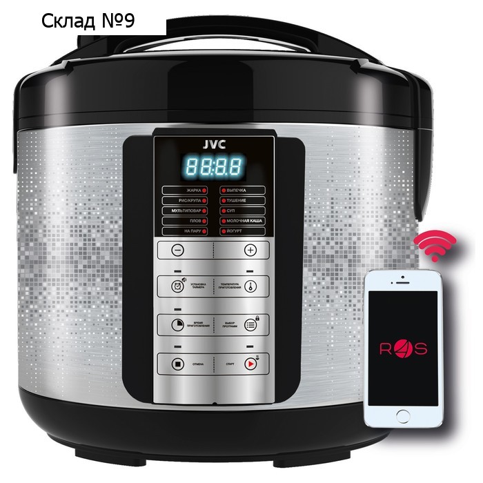 Мультиварка jvc MC501, 700 Вт, 6 л, 45 программ, цвет серебристый с чёрным