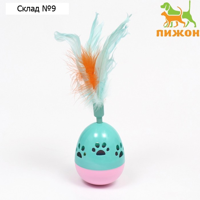 Игрушка-неваляшка "Перьевой фонтан" для кошек, 20 см, микс цветов