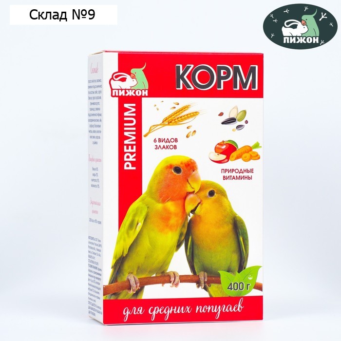 Корм "Пижон Премиум" для средних попугаев, 400 г