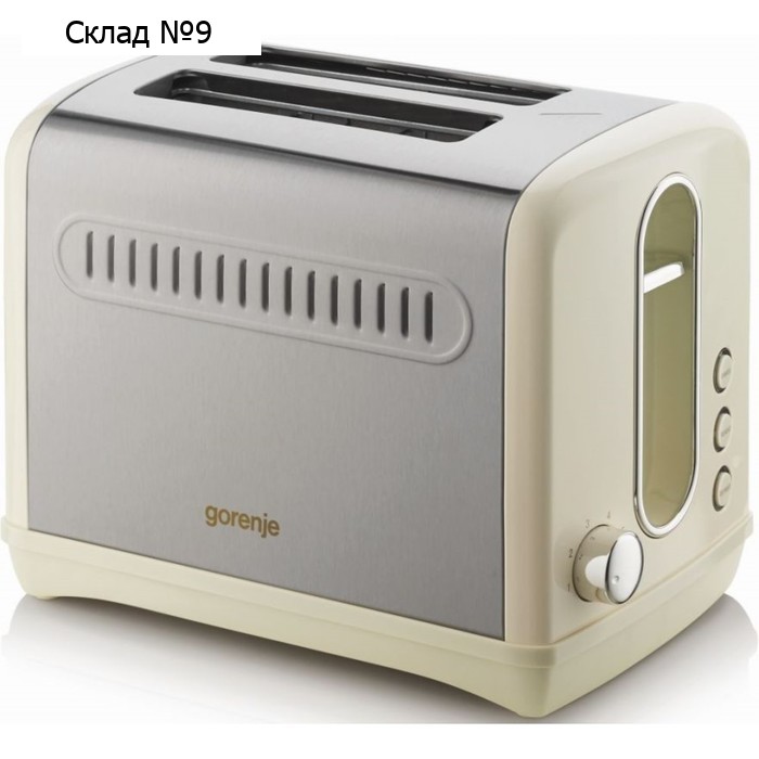 Тостер Gorenje T1100CLI, 860 Вт, 6 режимов, 2 тоста, бежевый/серебристый