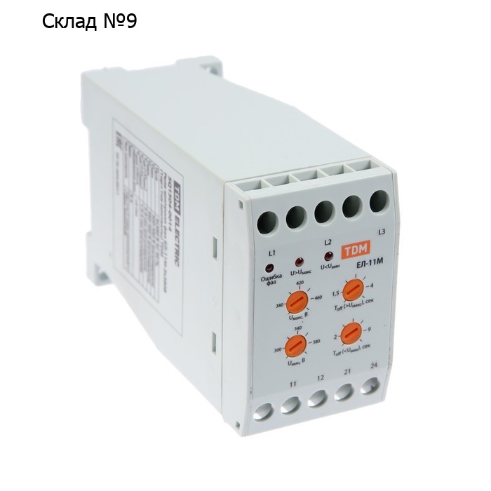 Реле контроля фаз TDM ЕЛ-11М, 3х380 В, 1нр+1нз контакты, SQ1504-0014