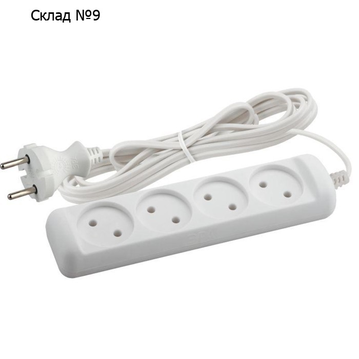 Удлинитель Эра Б0023151, 4х5м, 6А, IP20, ШВВП 2х0.75