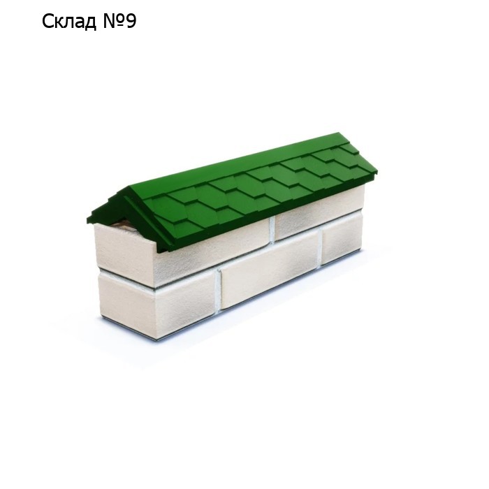Парапет ППК на пролёт забора в 0,5 кирпича, 50 × 13 × 1,5 см, зелёный, «Гибкая черепица»