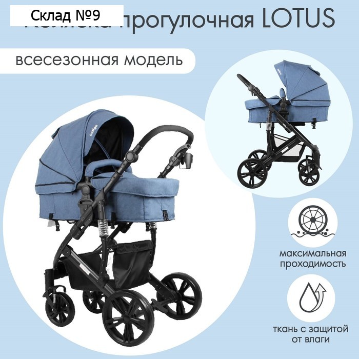 Коляска-трансформер Indigo LOTUS, джинсовый