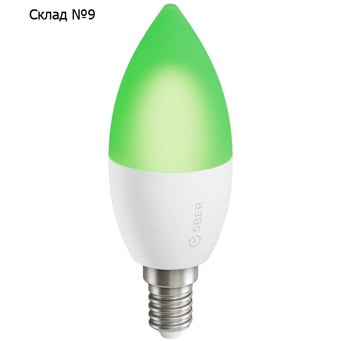 Умная лампа Sber C37 SBDV-00020, E14, 5.5 Вт, 470 Лм, Wi-Fi, цветная, регулировка