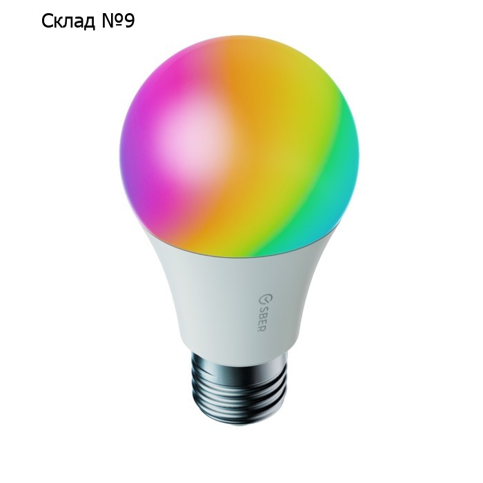 Умная лампа Sber А60 SBDV-00019, E27, 9 Вт, 806 Лм, Wi-Fi, цветная, регулировка